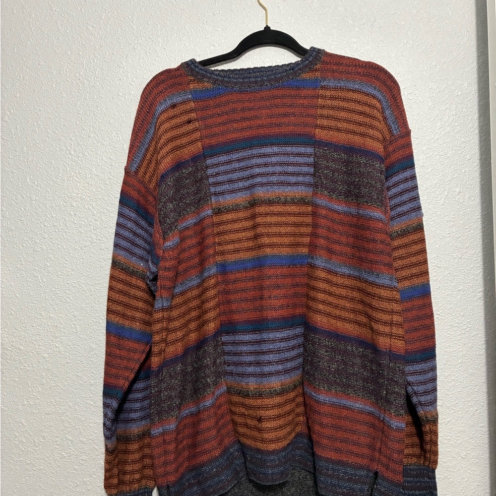 The Territory Ahead 100% Alpaca Sweater Multicolor Striped Knit Peru Size L-READ